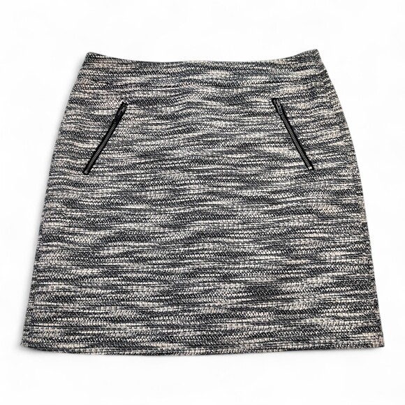 Loft Dresses & Skirts - LOFT Gray Textured Midi Skirt Size 4‎ - Zip Pocket Detail